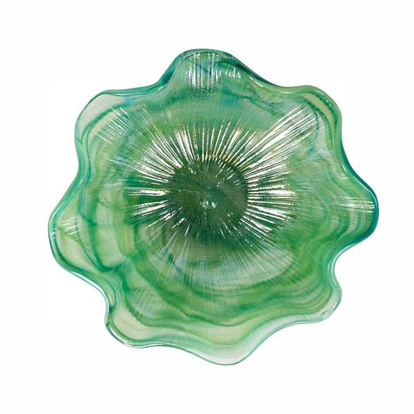 Onda Glass Green Ruffled Round Bowl - Robert's-VIETRI-Robert's
