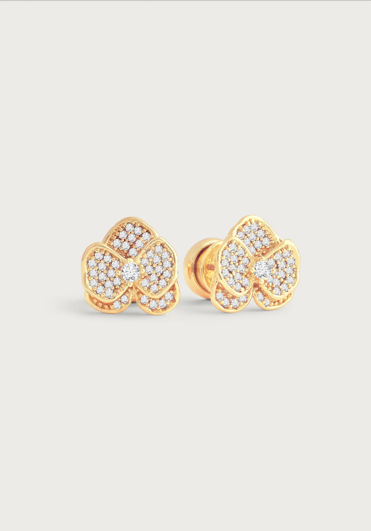 Orchid White Pavé Studs, Gold - Robert's-Anabel Aram-Robert's