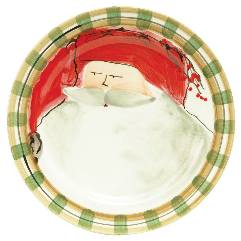 Vietri Old St. Nick Round Salad Plate Red Hat