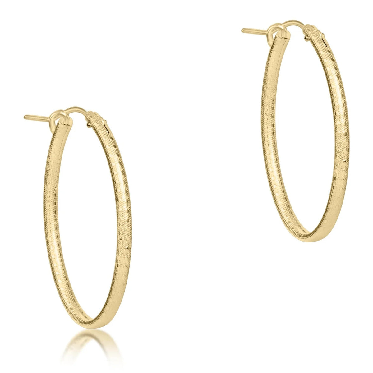 oval gold 1" hoop- textured - Robert's-enewton-Robert's