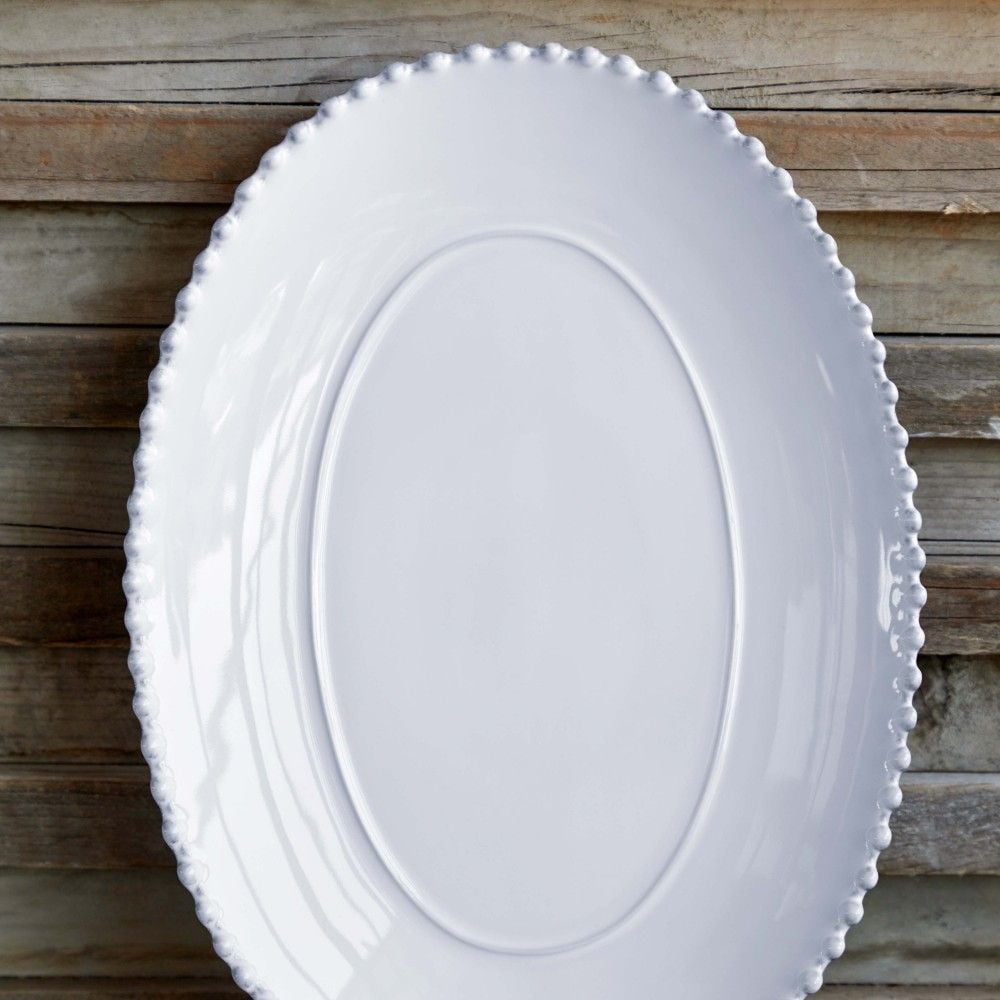 Pearl White Oval Platter