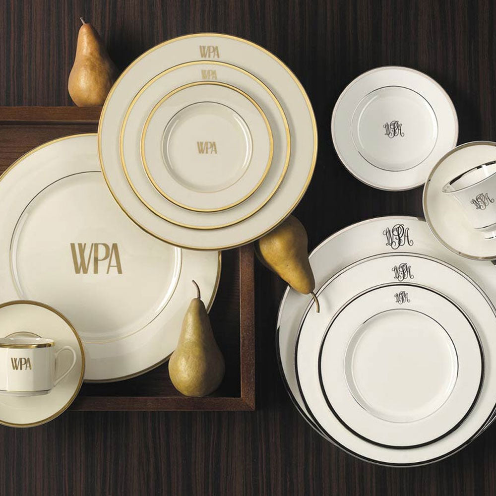 Pickard Ultra Whte Signature Gold Salad Plate - Monogrammed