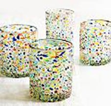 RAH Confetti Hand Made Old Fashion Glass