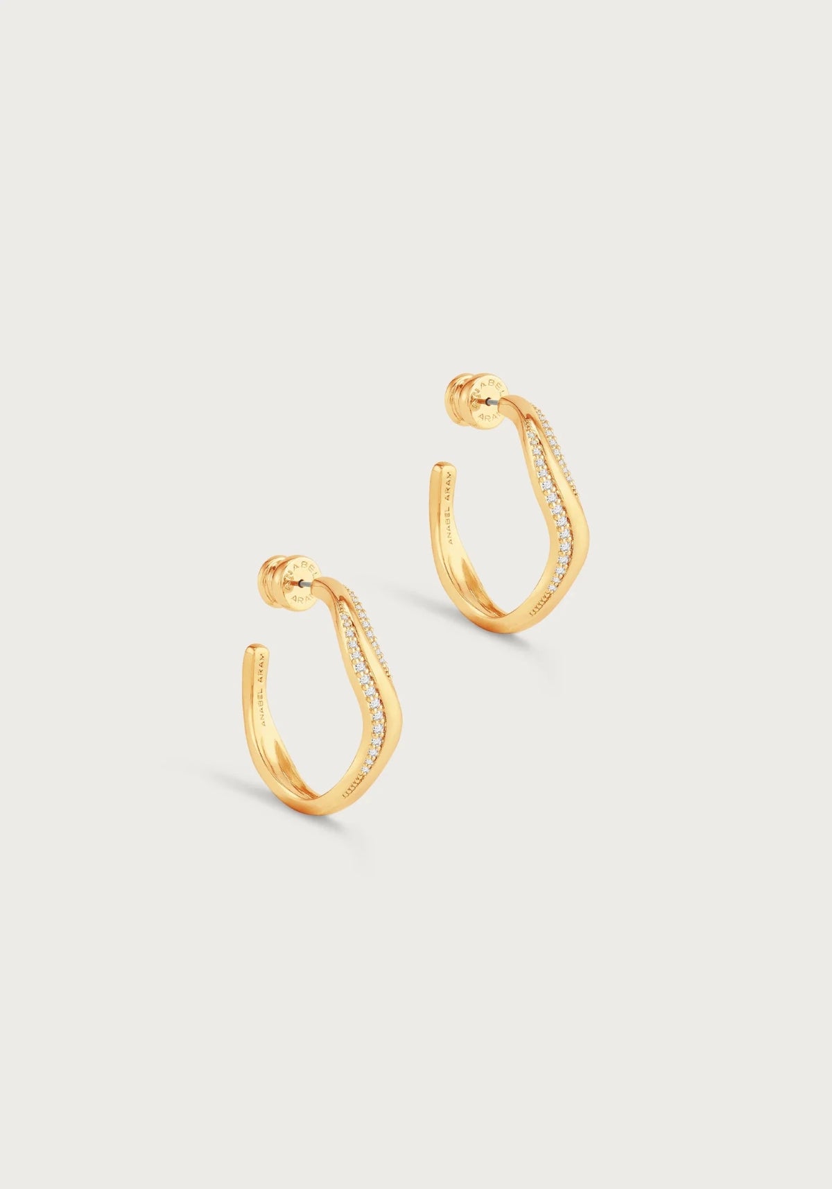 Anabel Aram-River Wave Pave Hoops, Gold - Robert's