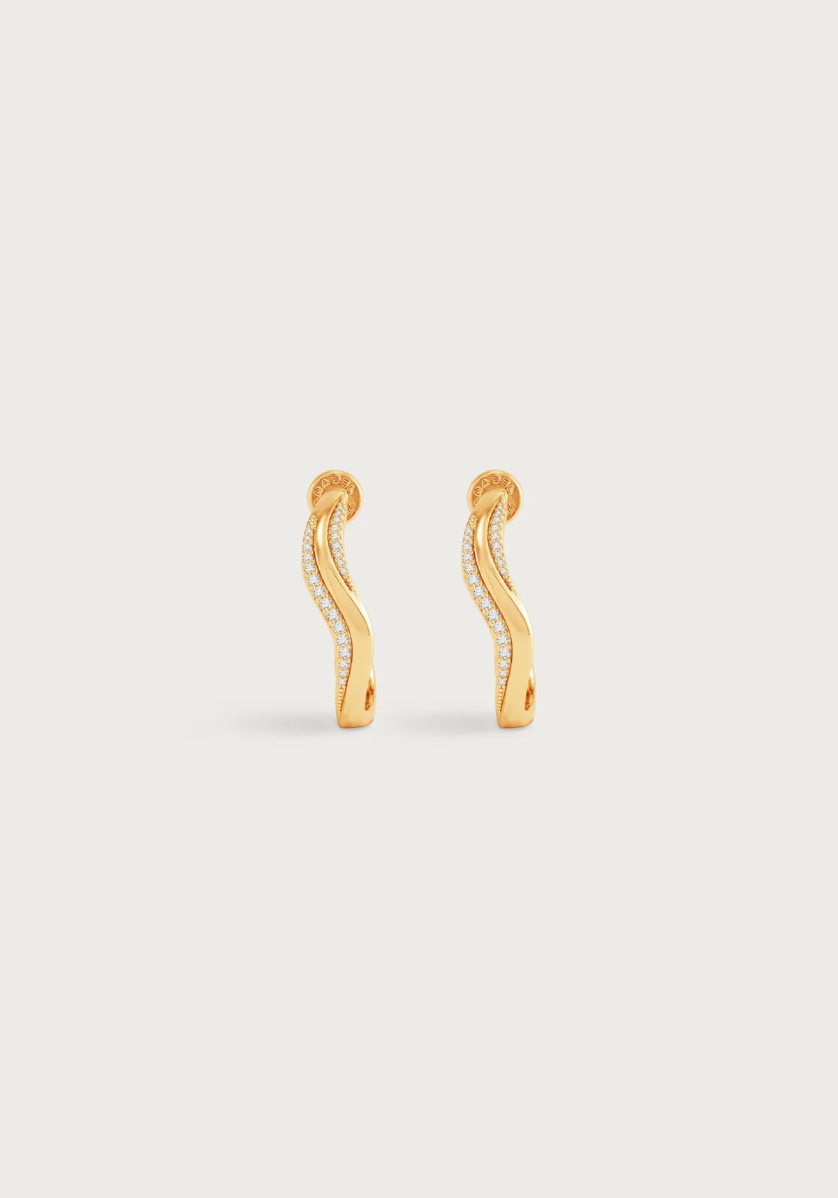 Anabel Aram-River Wave Pave Hoops, Gold - Robert's