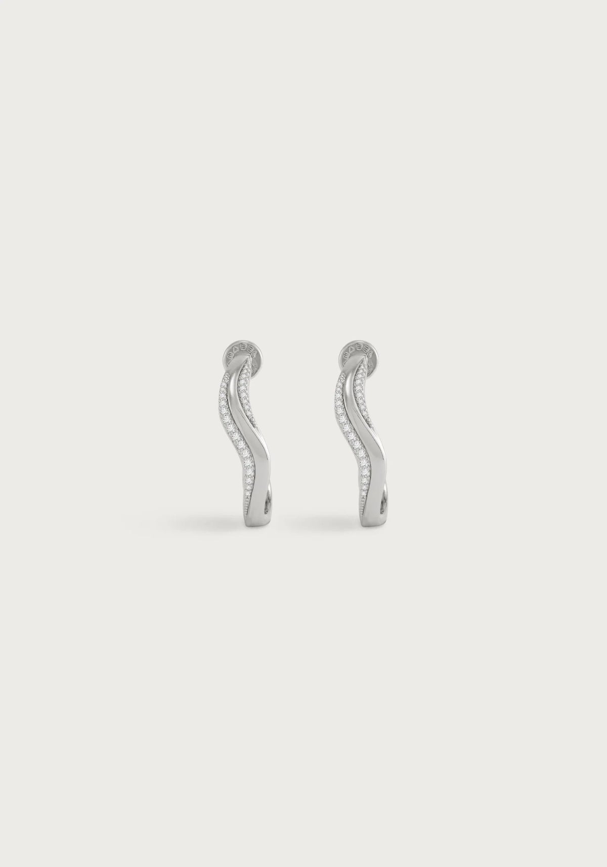 Anabel Aram-River Wave Pave Hoops, Silver - Robert's
