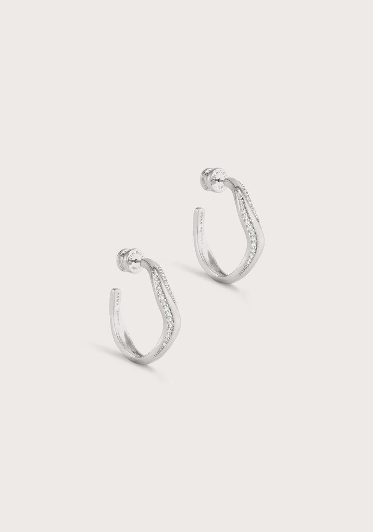Anabel Aram-River Wave Pave Hoops, Silver - Robert's