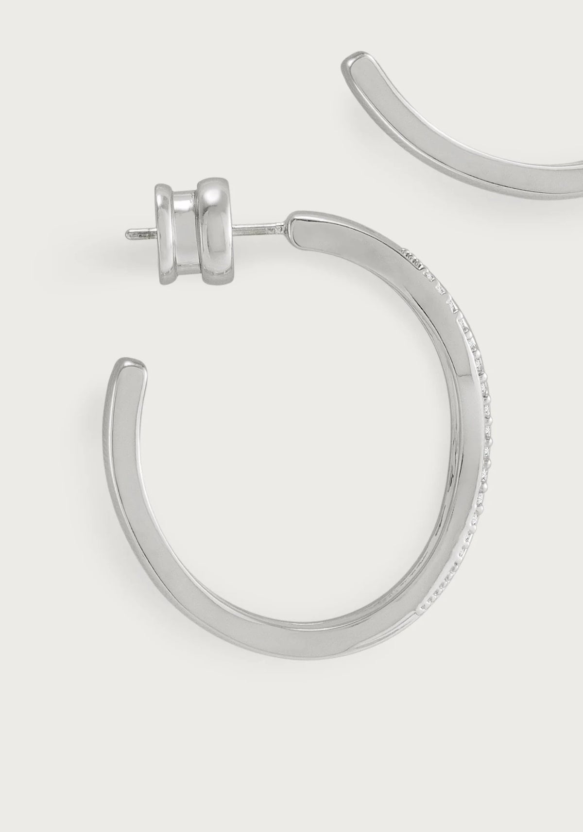 Anabel Aram-River Wave Pave Hoops, Silver - Robert's