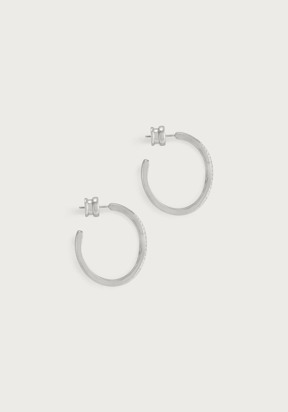 Anabel Aram-River Wave Pave Hoops, Silver - Robert's