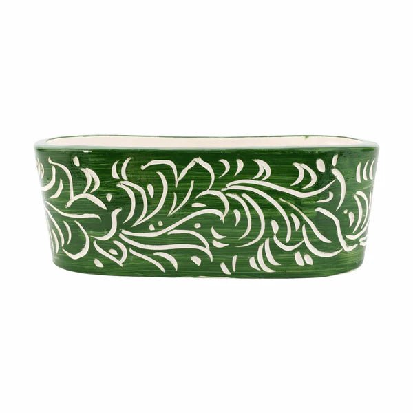 Rustic Garden Dark Green Scroll Oval Planter - Robert's-VIETRI-Robert's