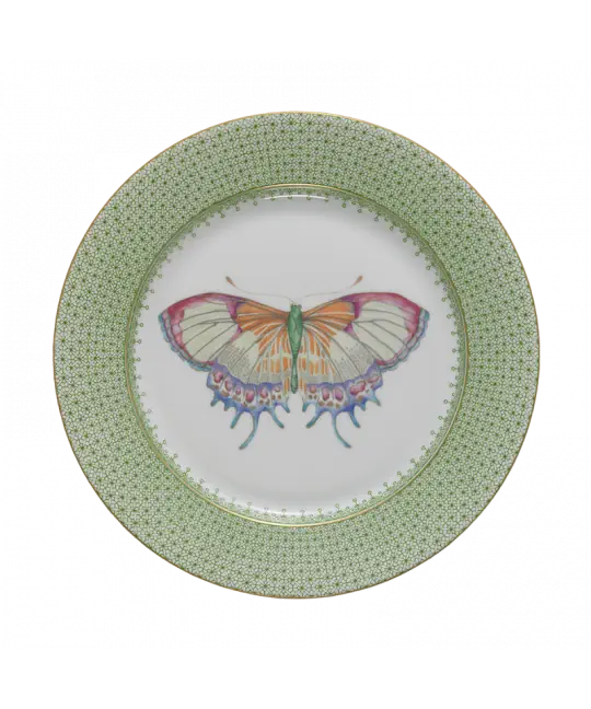 Apple Green Lace Dessert Plate with Butterfly