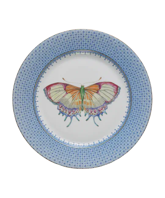 Cornflower Lace Dessert Plate with Butterfly