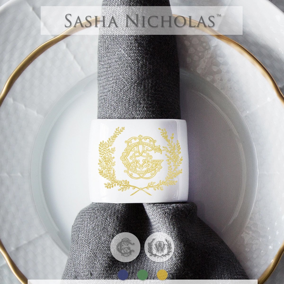 Sasha Nicholas Custom Monogrammed Napkin Ring