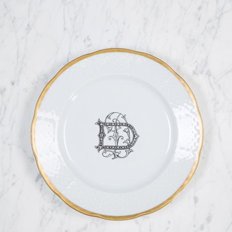 Sasha Nicholas Weave Gold Monogrammed Salad Plate - Robert's-SASHA NICHOLAS-Robert's