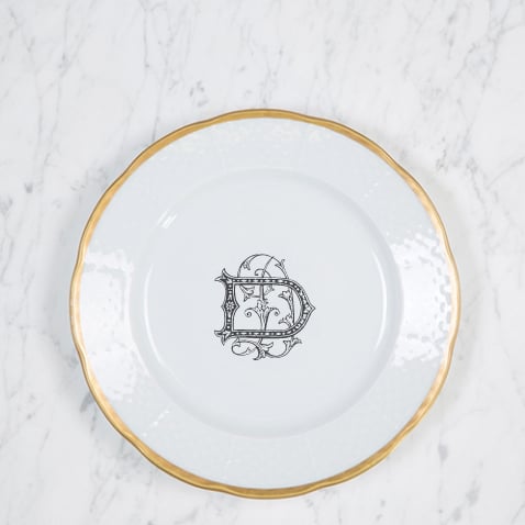Sasha Nicholas Weave Gold Monogrammed Salad Plate