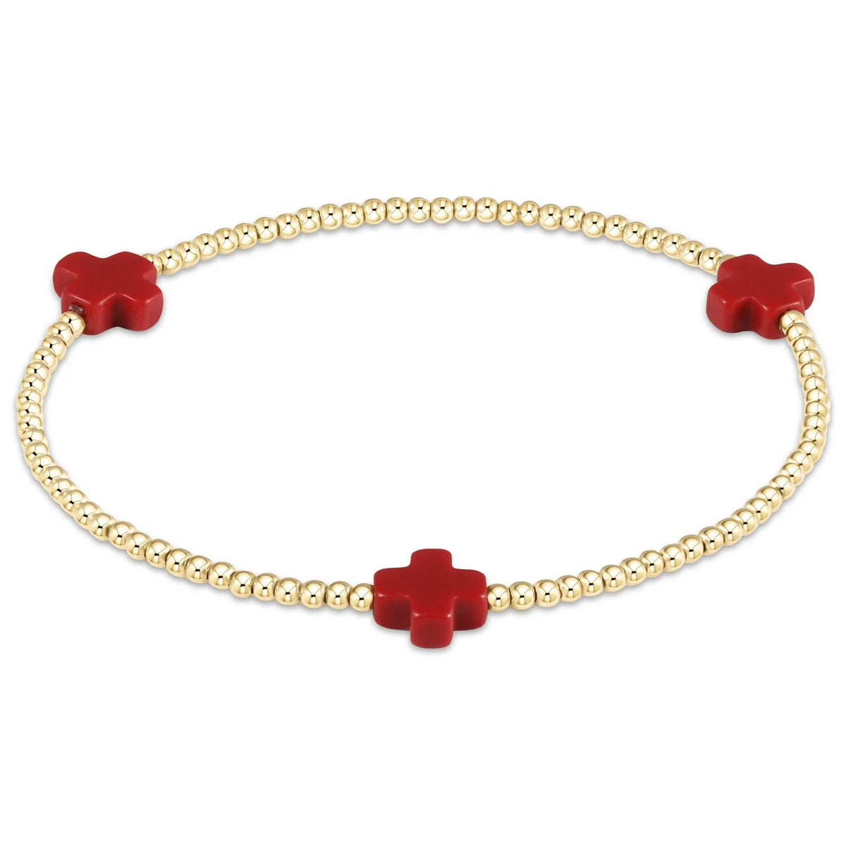Signature Cross 2mm Gold Bracelet - Red - Robert's-enewton-Robert's