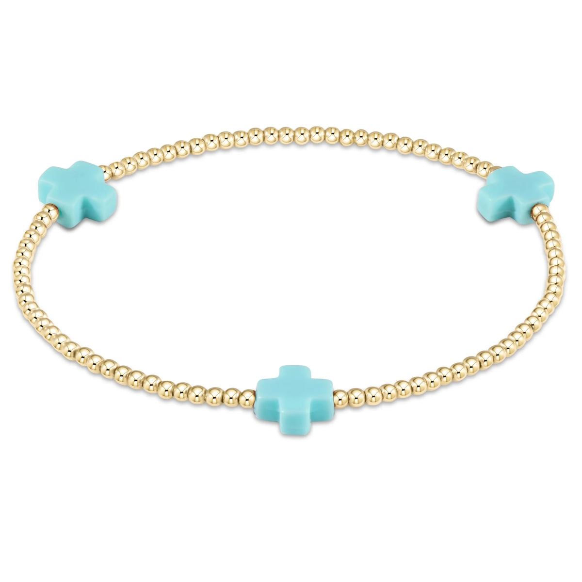 Signature Cross 2mm Gold Bracelet - Turquoise - Robert's-enewton-Robert's