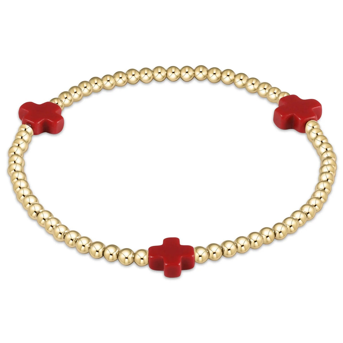Signature Cross 3mm Gold Bracelet Red - Robert's-enewton-Robert's