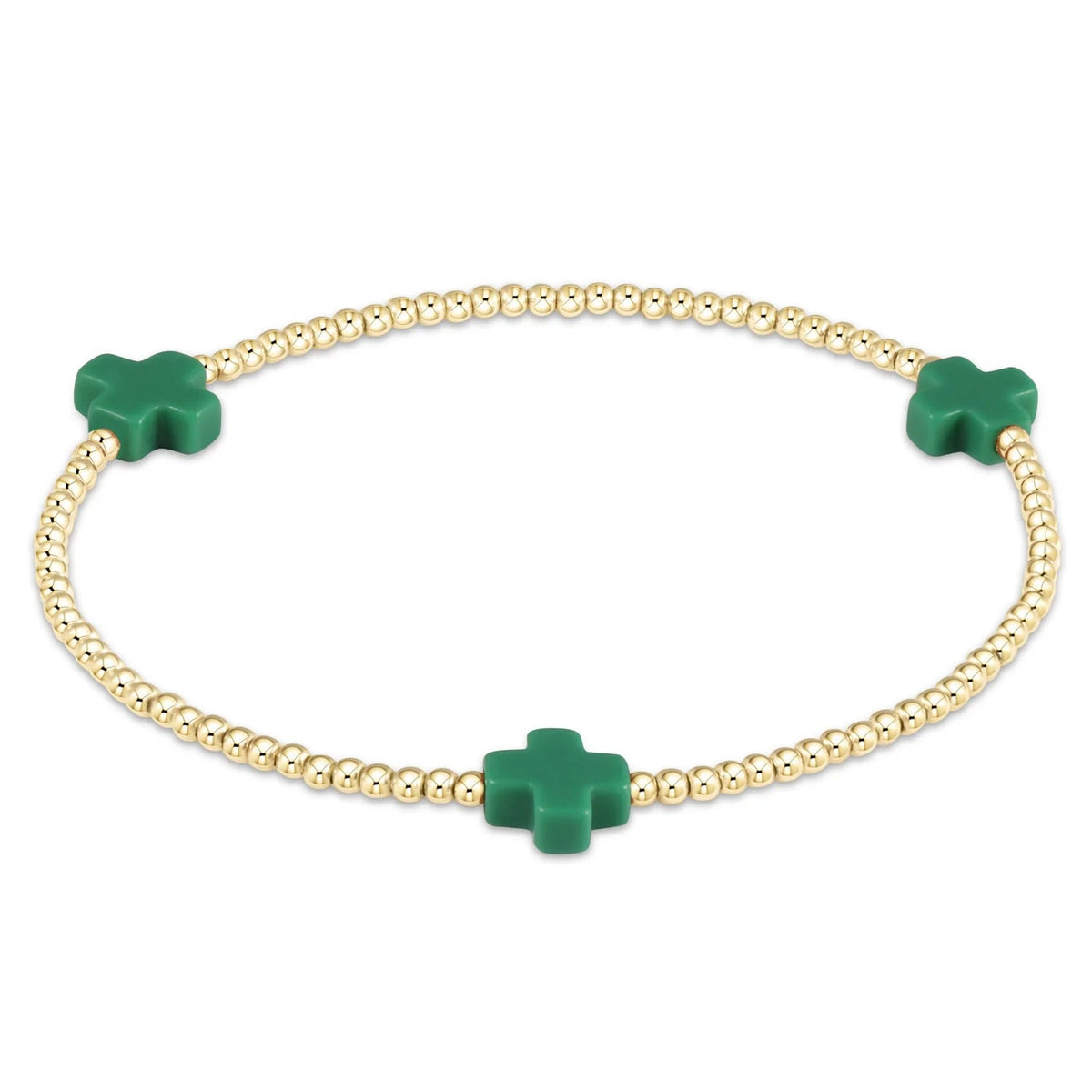 Signature Cross Gold 2mm Bracelet - Emerald - Robert's-enewton-Robert's