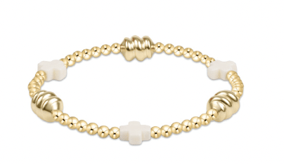 Signature Cross Off-White & Admire Gold 3mm Gold Bracelet - Robert's-enewton-Robert's