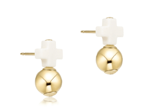 Signature Cross Off-White Stud - Gold - Robert's-enewton-Robert's