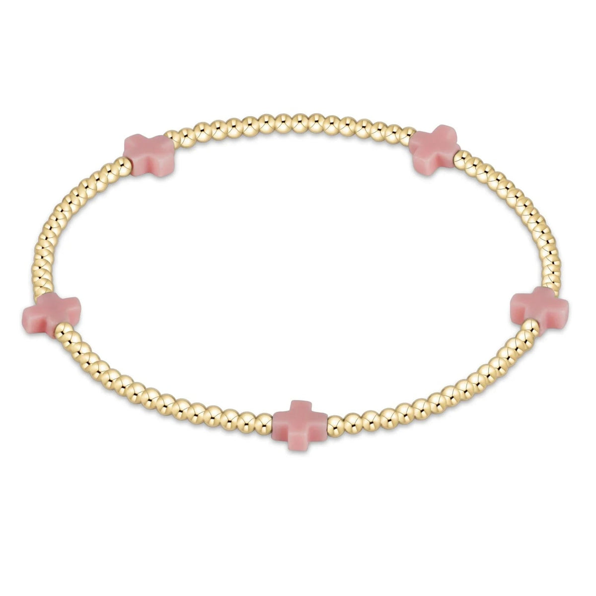 Signature Cross Small 2mm Gold Bracelet - Pink - Robert's-enewton-Robert's