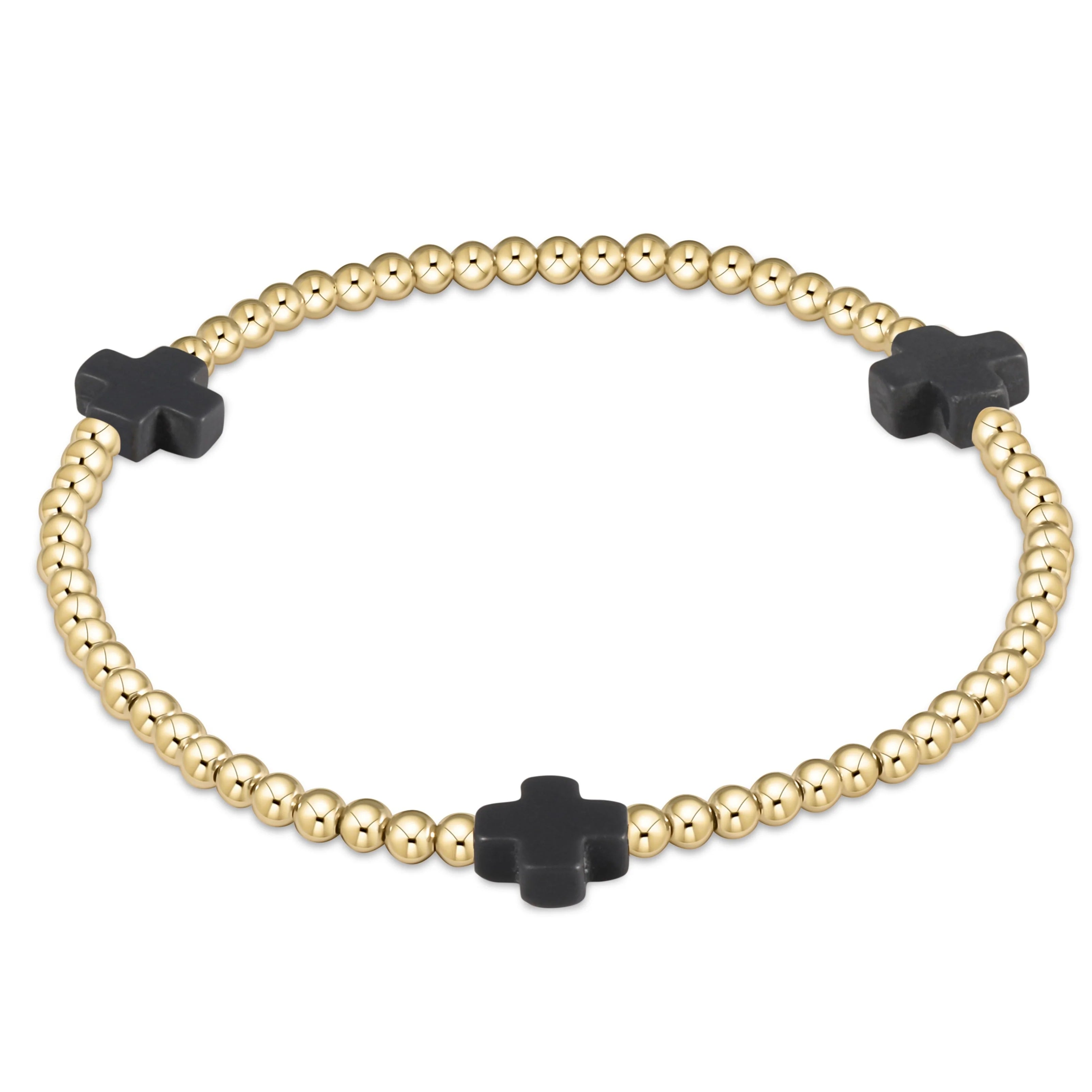 Signature Cross Gold 3MM Bracelet Onyx