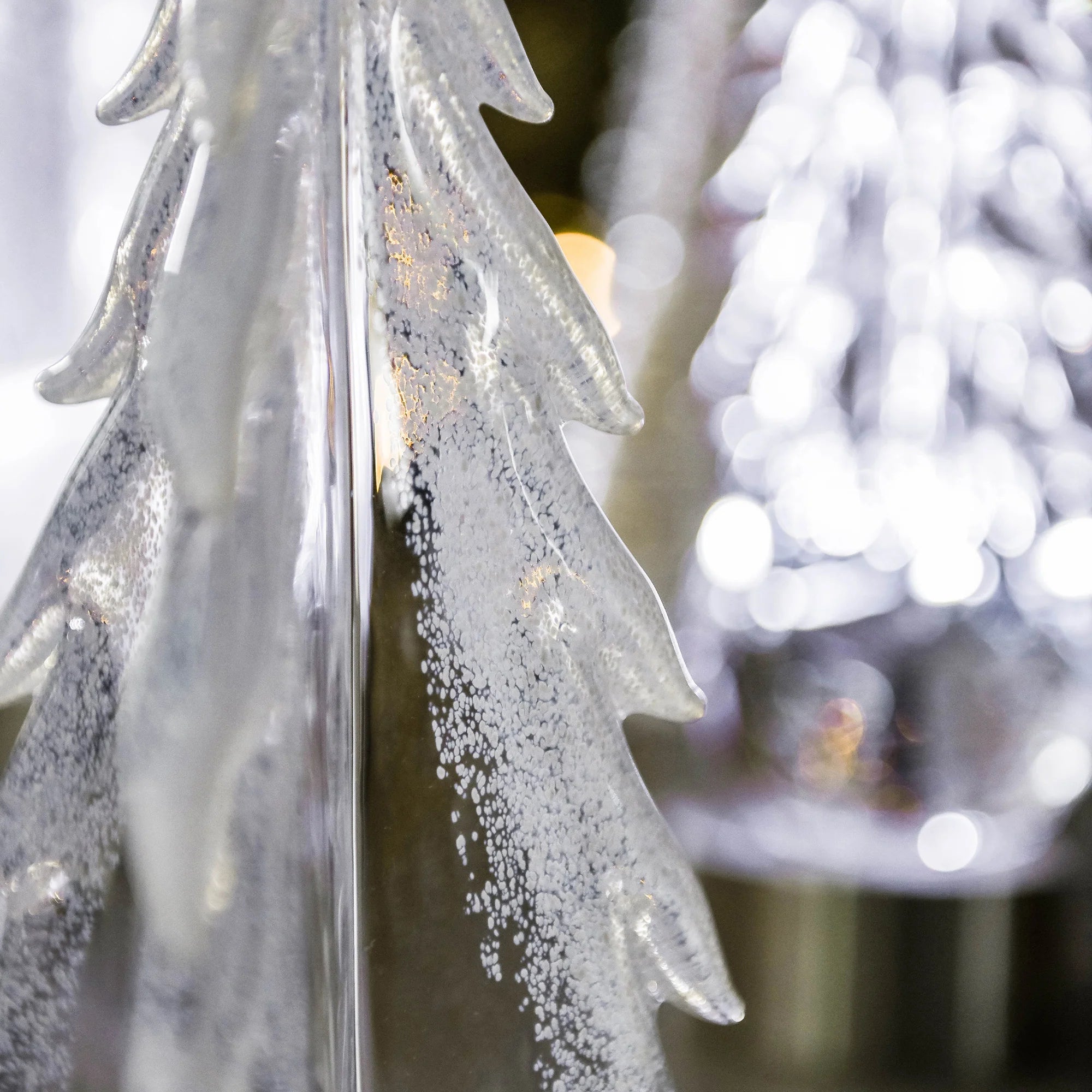 Snowy Branches Evergreen Glass Tree