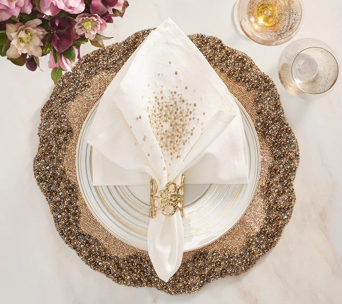 Starburst Napkin in White, Gold & Silver