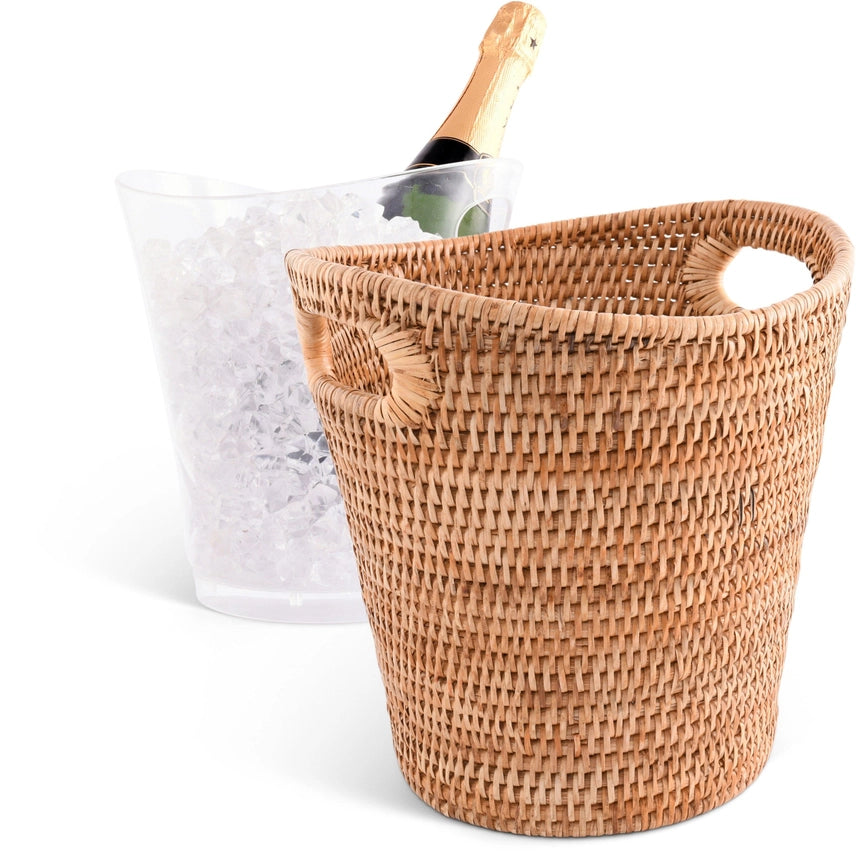 Handwoven Rattan Wicker Champagne Bucket