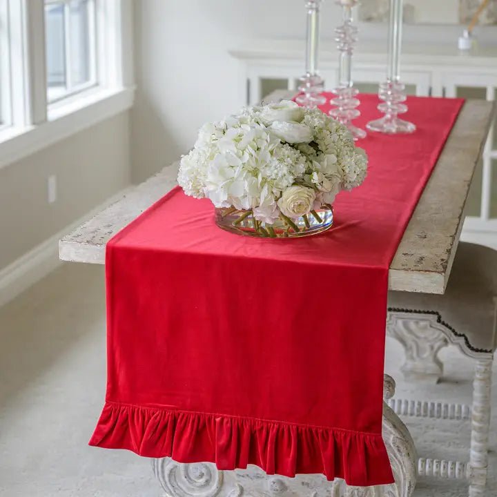 Velvet Runner with Ruffle 108 RED - Robert's-Arte Italica-Robert's