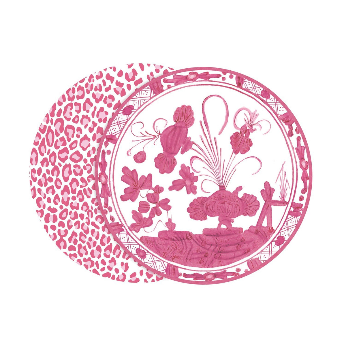 VIDA Faenza and Leopard Reversible Placemats Set of 4 (Pink & White) - Robert's-Beatriz Ball Collection-Robert's