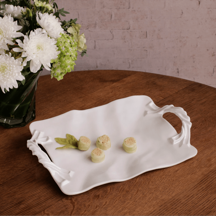 VIDA Sasha Rectangular Tray with Handles White - Robert's-Beatriz Ball Collection-Robert's