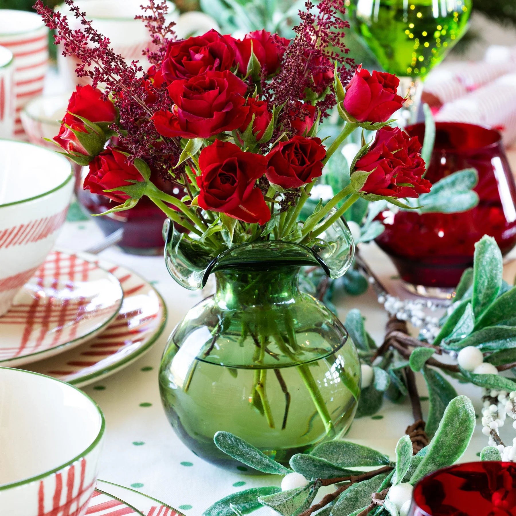 Hibiscus Bud Vase Dark Green