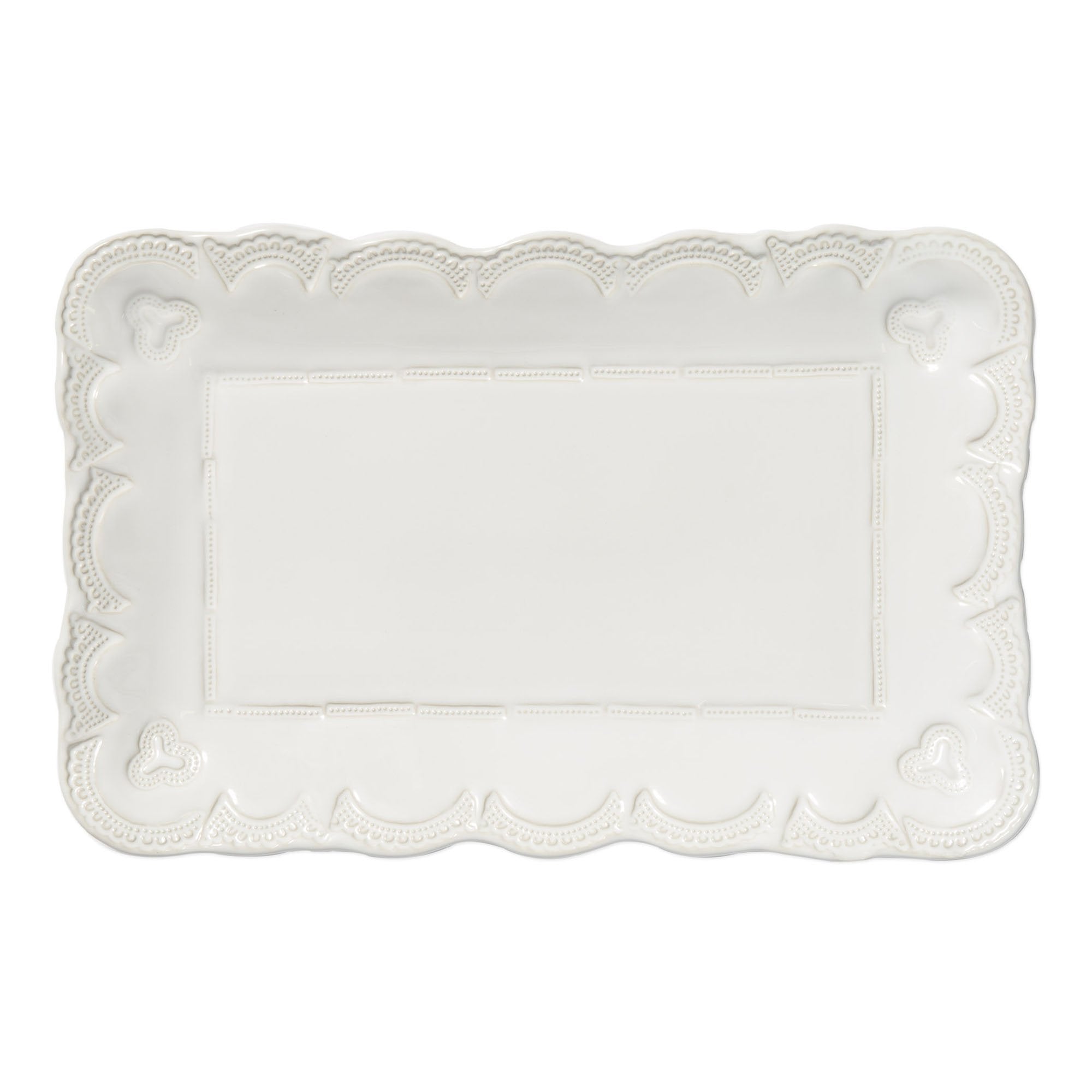 Vietri Incanto Stone White Lace Rectangular Platter