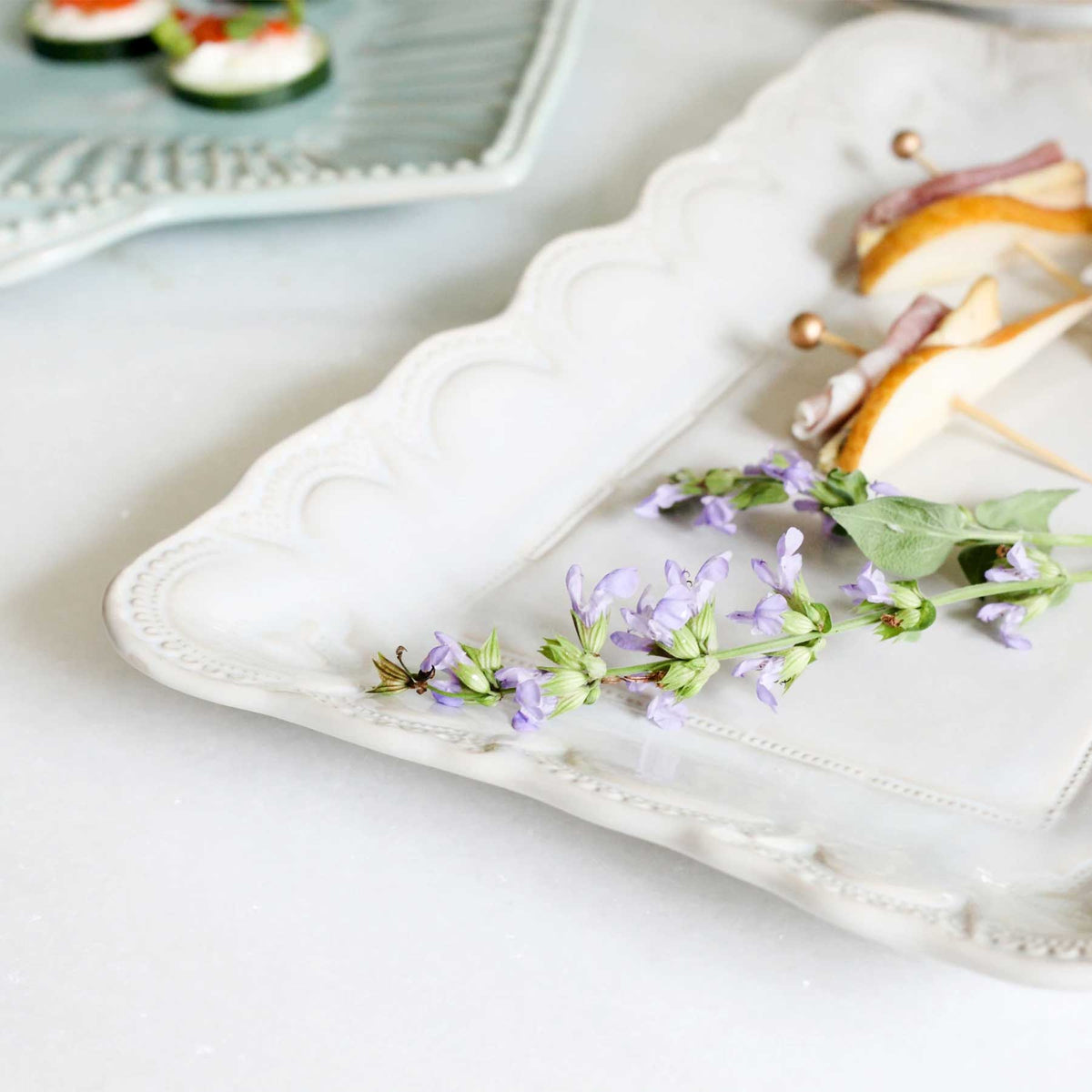 Vietri Incanto Stone White Lace Rectangular Platter - Robert's-VIETRI-Robert's