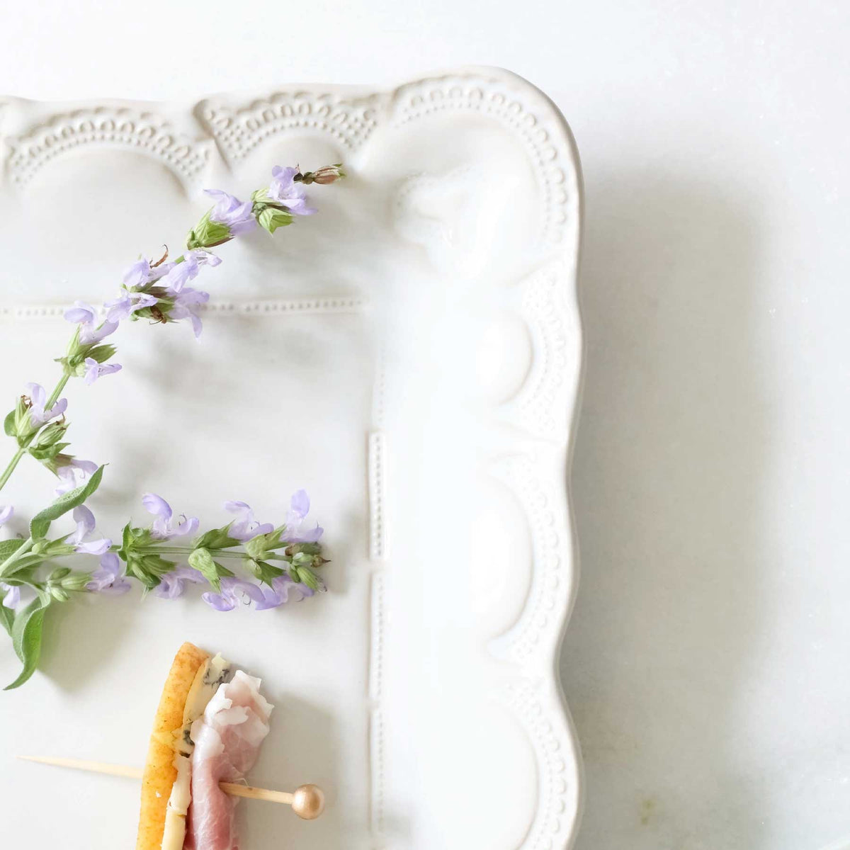 Vietri Incanto Stone White Lace Rectangular Platter - Robert's-VIETRI-Robert's