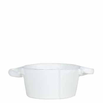 Vietri Lastra Small Handled Bowl - White