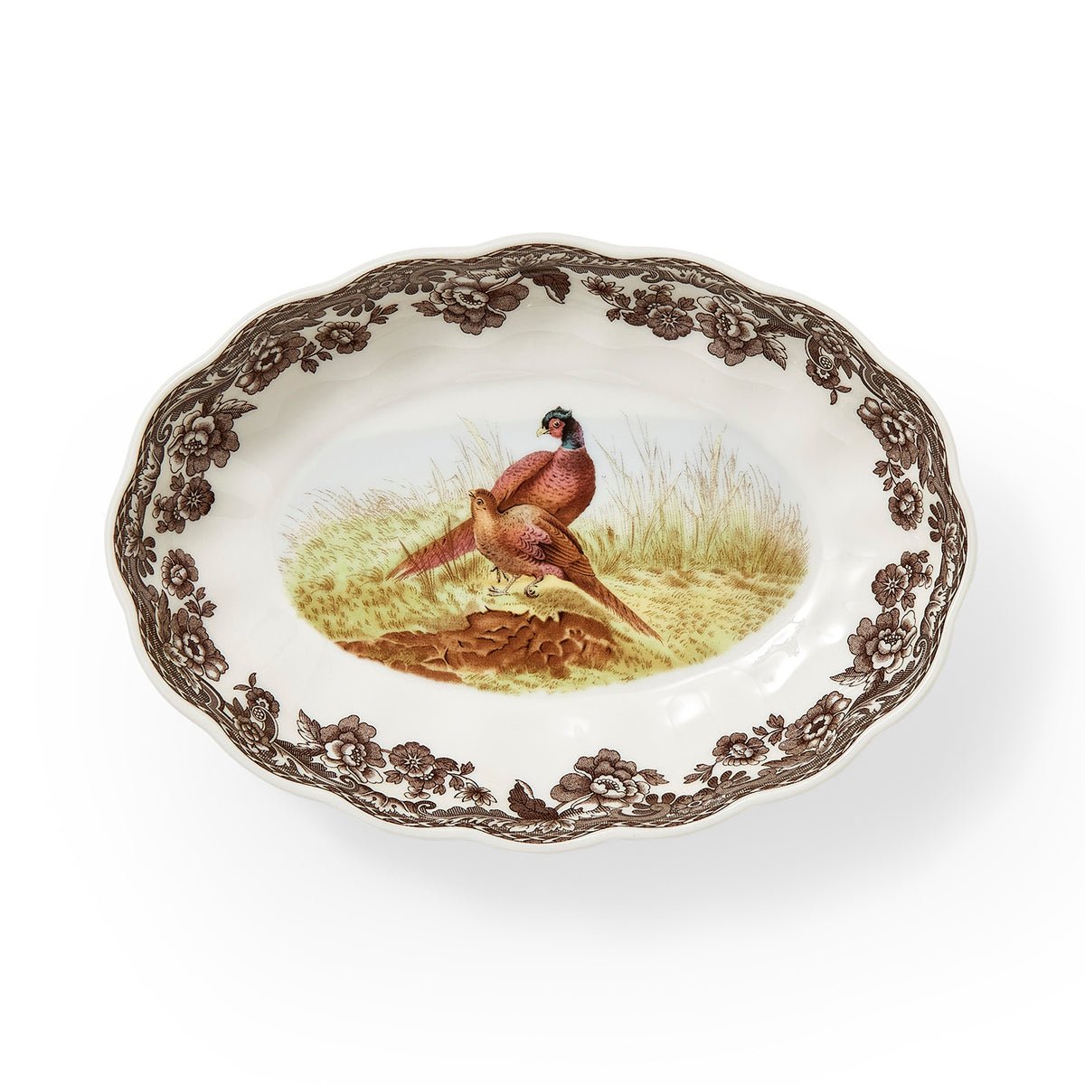 Woodland Pheasant Oval Fluted Dish 6in - Robert's-SPODE | PORTMERION-Robert's