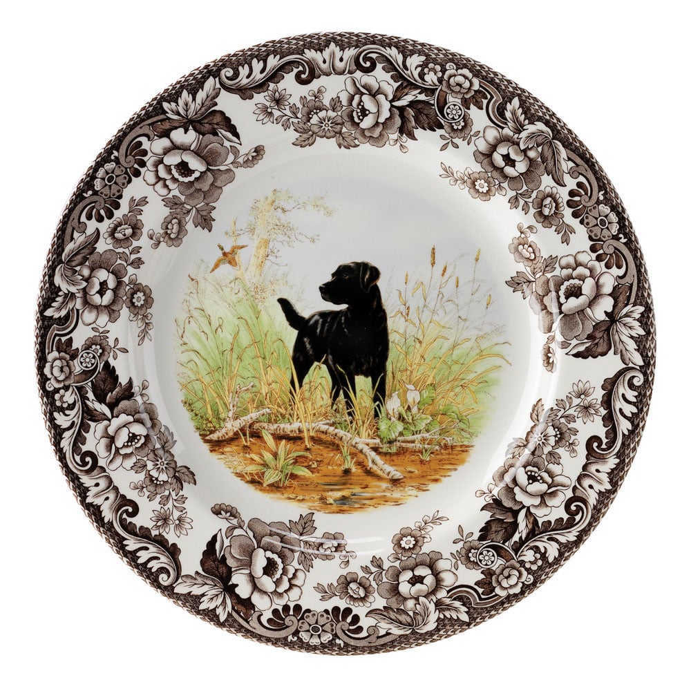 Woodland Salad Plate 8 Inch, Black Lab - Robert's-SPODE | PORTMERION-Robert's