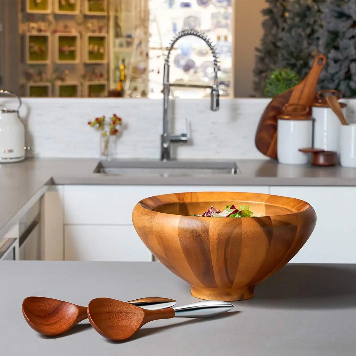 Yaro Wood Salad Bowl with Servers - Robert's-NAMBE-Robert's
