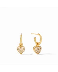Julie Vos Heart Pave Demi Hoop and Charm Earring