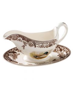 Spode Woodland Sauce Boat and Stand