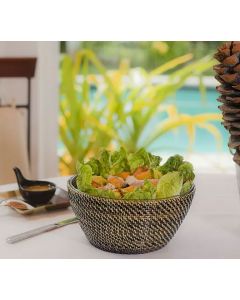 Wicker and Glass Salad Bowl
